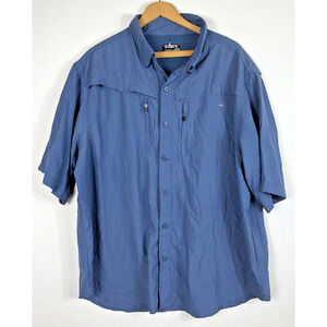 Fishing Shirt Habit UPF 30+ Short Sleeve Button Front XL Polyester Vented Blue